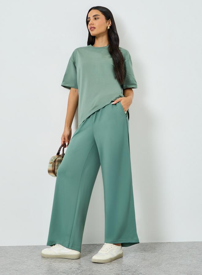Styli Green Knitted Wide Leg Joggers - Image 4